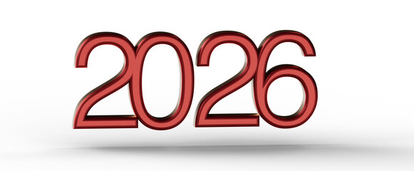 2026 inscription with red 3D effect. The new year coming. Happy new year concept. Modern design for greetings and promot © vegefox.com