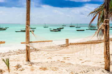 Hammock Hanging Among Palms