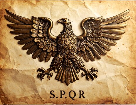 Roman Eagle Symbol on Parchment Background.