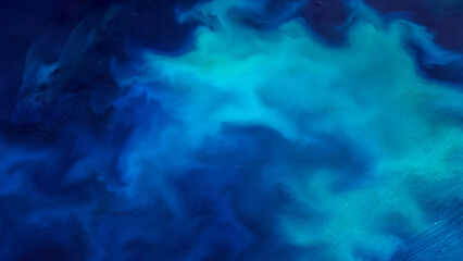 Obraz premium Satellite view of phytoplankton blooms swirling in the ocean waters. Elements of this image furnished by NASA.