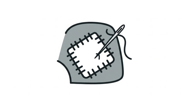 Sewing Needle and Stitches on Fabric.