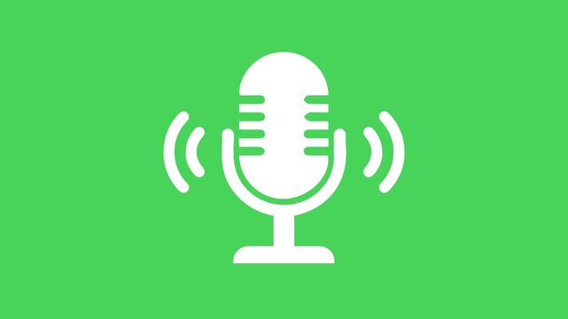 Animated Microphone Icon. Podcast, Broadcast, Voice Recording, Live Stream Symbol.