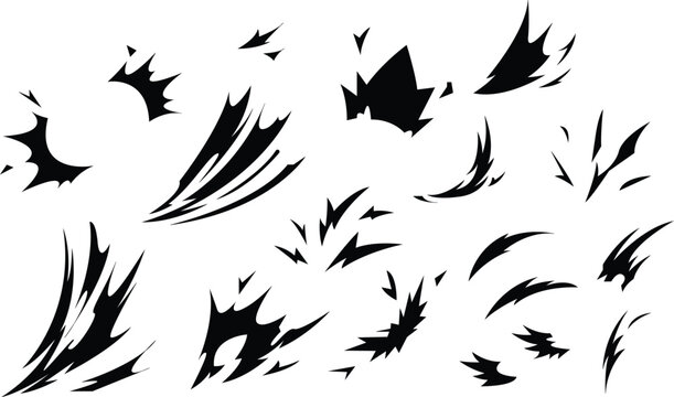 Comic book explosion and Impact effects set shock waves speed lines wind bursts vector Illustration.
