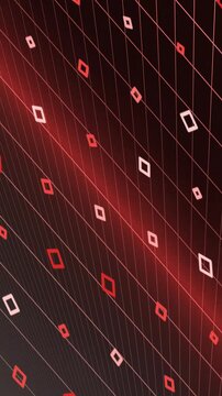 Abstract Red Grid with Floating Squares - Dynamic Digital Background Loop.