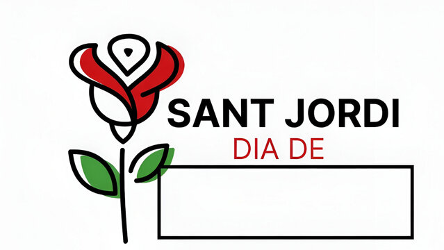Sant Jordi Dia de Rose Minimal Logo Design Template