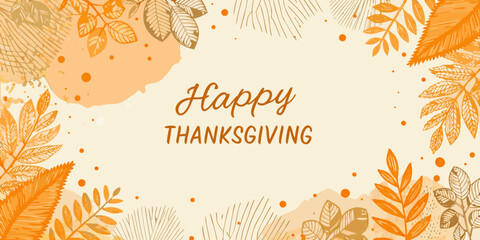Festive thanksgiving greeting with autumnal leaves and warm colors © Sanjoy