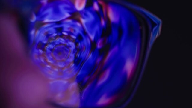 AI code on eyeglass glass, reflection on woman developer eyeglasses, working in dark office, tired busy people, depression on work, haker or it engineer with laptop, stocks markets. 