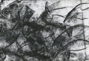 Naklejka premium Dynamic line mood abstract graphic drawing expression for background. Close up of a black pencil hatch stroke for design on white paper background