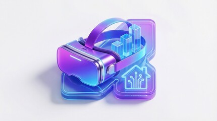 3D Metaverse Virtual Real Estate Investment Icon