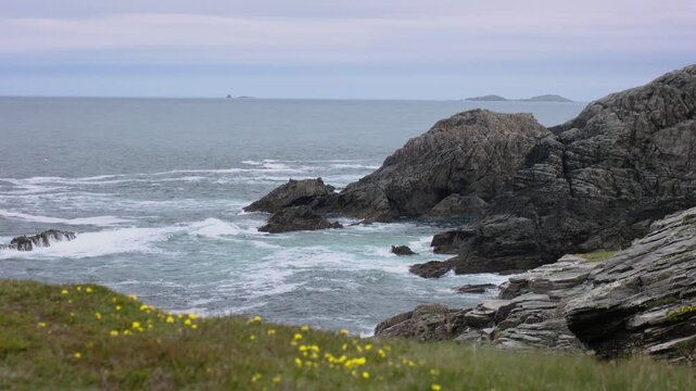 Dramatic Rocky Cliffs and Atlantic Waves at Malin Head, Donegal, Ireland
