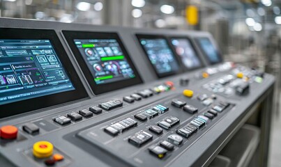 Fototapeta premium Advanced Control Panel for Production Monitoring in Industrial Environment