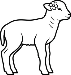 Obraz premium Easter day lamb with spring flowers crown