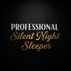 Obraz premium Professional elegant cursive and sans-serif text design for silent night sleeper branding with dark background and golden metallic text effect
