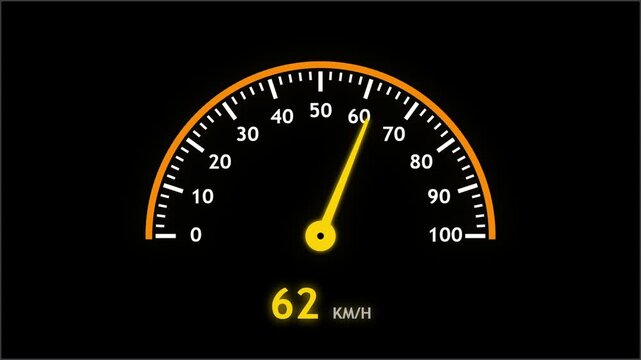 A close-up view of a speedometer animation