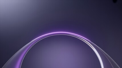 Obraz premium Abstract close up of a curved translucent surface with glowing purple neon light reflecting on its edge