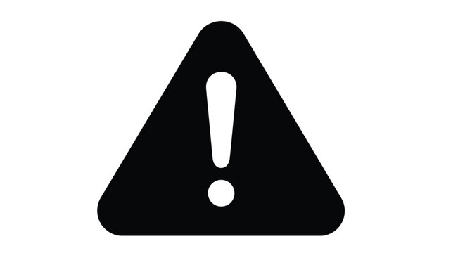 Simple black warning sign with an exclamation point on a white background