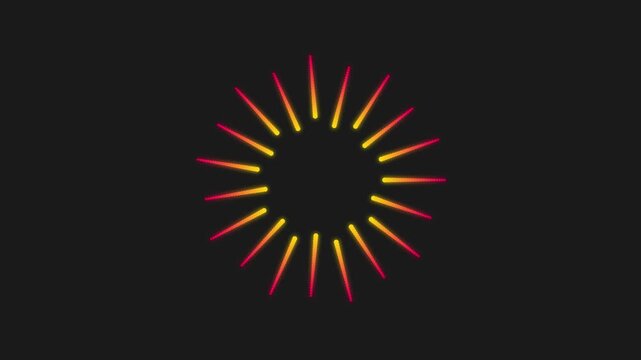 circular glowing audio frequency bars forming radial motion pattern on dark background seamless music spectrum animation for digital sound visualization loop