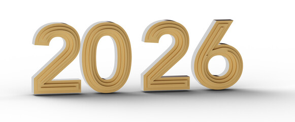 3D render of the numbers 2026. Perfect for New Year's greetings, future planning, and business visualizations. Clean and © vegefox.com