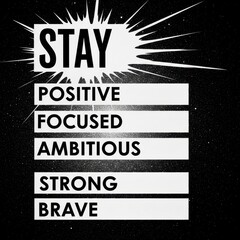 Obraz premium Black and white motivational poster with bold text and comic book style burst