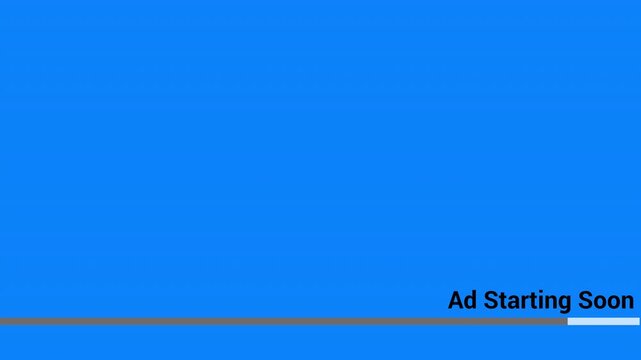 Ad starting soon skip button animation with loading bar on transparent background in 4k.