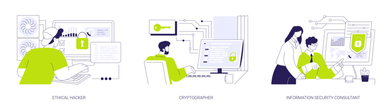 Information technology security isolated cartoon vector illustrations se