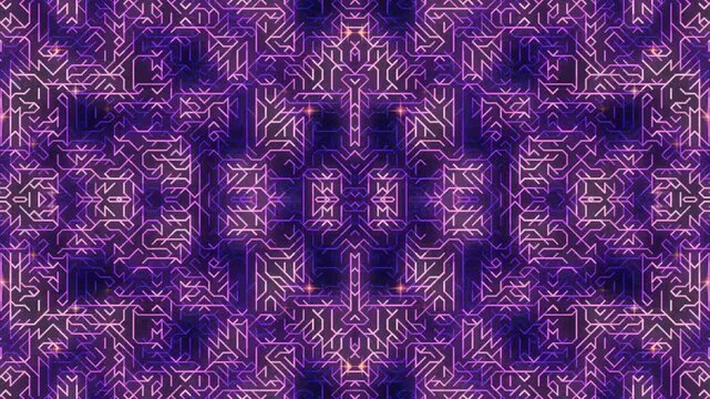 Intricate purple pattern with symmetrical designs and geometric shapes, viewed from directly above, showcasing a repeating motif