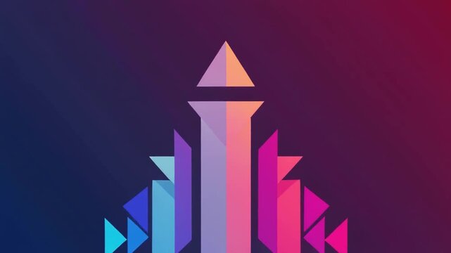 3D abstract colorful bar graph rising upward with arrow on gradient background