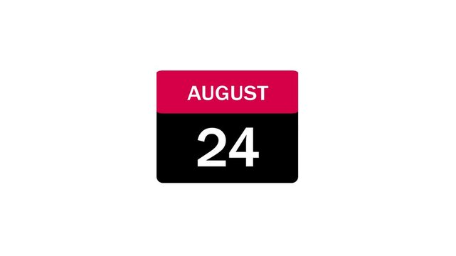 A simple, modern calendar icon featuring the month of August and the 24th day in a bold pink and black design against a neutral white background.