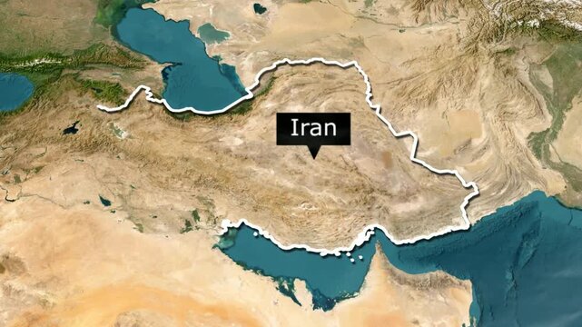 3D animated map of Iran with its borders footage