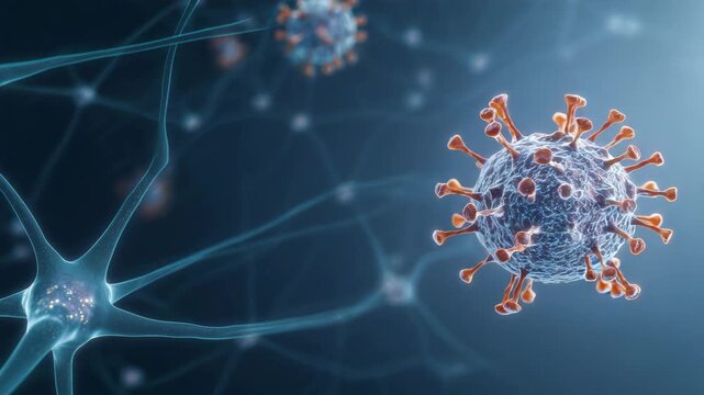 a coronavirus virion with fine surface texture and prominent spikes, subtle mutation markers shown as small variations, spikes protein, transmission, mutation