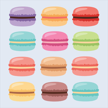 Macarons art colored dessert illustration