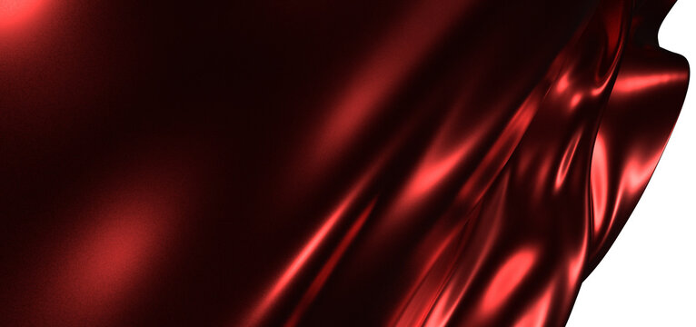Luxurious abstract background featuring vibrant red silk fabric with flowing soft waves and artistic texture, perfect fo