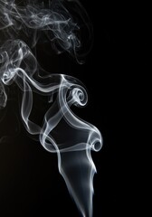 Obraz premium White smoke flowing mysteriously on a dark background creating smooth wavy lines and ethereal vapor patterns, swirl, black, flow