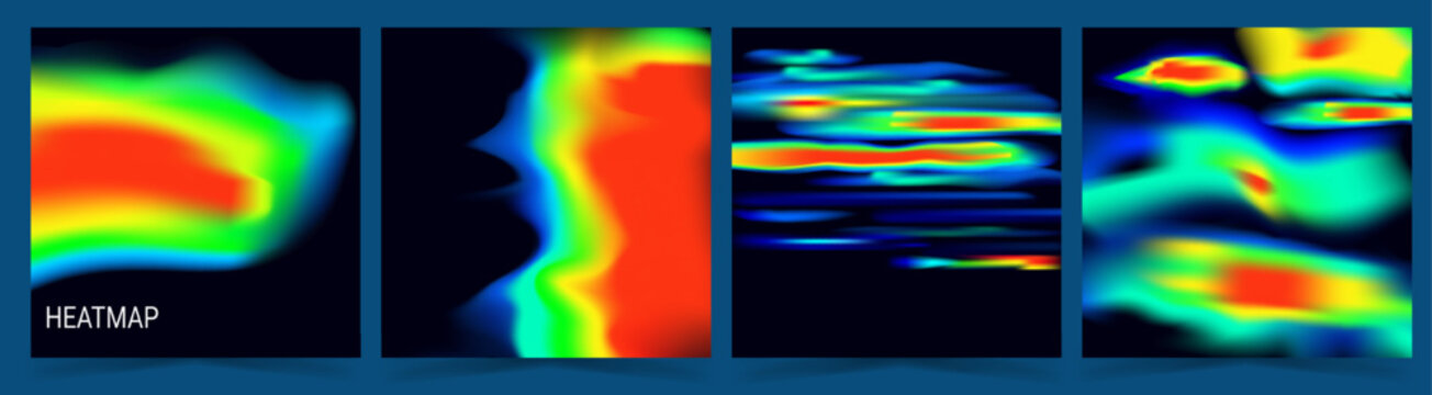 Heat map. Abstract infrared thermographic vibrant heatmap gradients on dark background. Colorful data visualization style with smooth thermal transitions for tech presentation