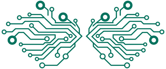 Innovative circuit board design resembling butterfly wings in green