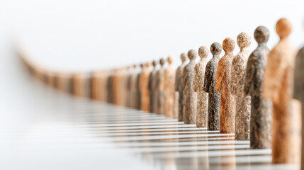 Obraz premium Diverse human figures standing in a curved line