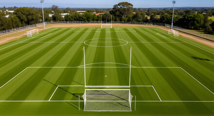 Fototapeta premium Soccer field aerial view from above