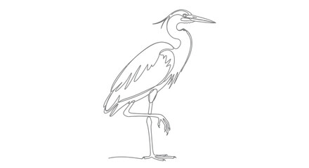 Fototapeta premium Elegant continuous line drawing of a heron standing on one leg