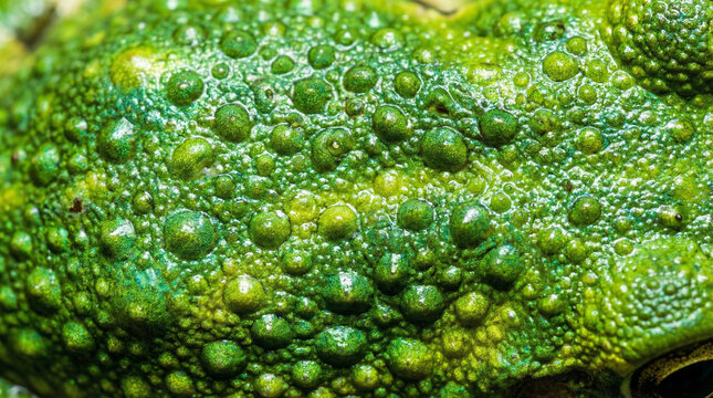 Macro Close-up of Textured Green Frog Skin