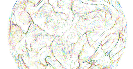 Unique artistic image of a sphere formed by colorful lines, evoking feelings of energy, creativity and abstract design. © vegefox.com