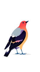Obraz premium Colorful Tropical Bird Illustration with Red Head and Orange Body