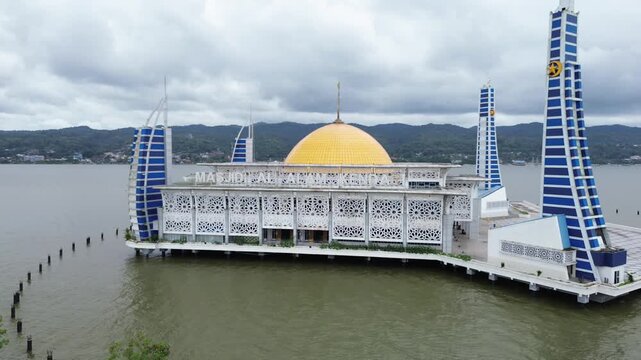 Al Alam Mosque is a landmark in Kendari, Southeast Sulawesi, Indonesia. Its unique architecture is due to its location above the sea in Kendari Bay.