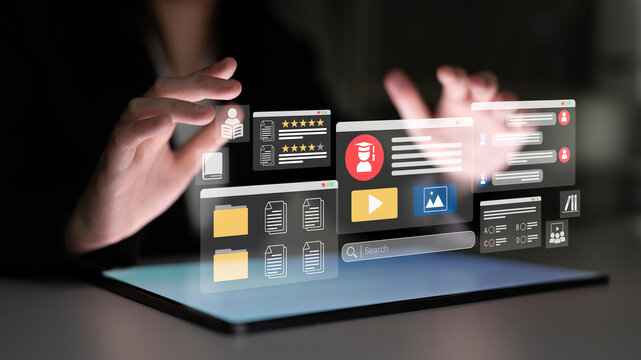 E-learning dashboard with student profiles, lesson ratings, and course content organization for online education Parse
