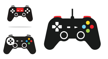A gaming controller icon, flat design, single object vector illustration, white background, solid color scheme, minimal shadow. © Haris Lost
