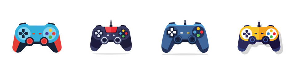 A gaming controller icon, flat design, single object vector illustration, white background, solid color scheme, minimal shadow. © Haris Lost