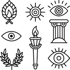 Ancient symbols and motifs featuring classical and esoteric imagery