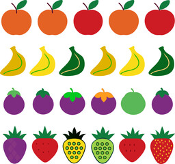 Colorful and playful collection of illustrated fruits arranged in rows