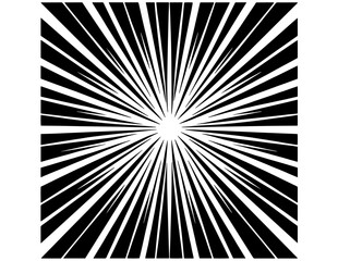 Black and white radial comic speed lines vector background