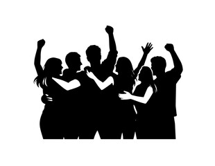 Fototapeta premium Group of Seven People Celebrating Silhouette Vector