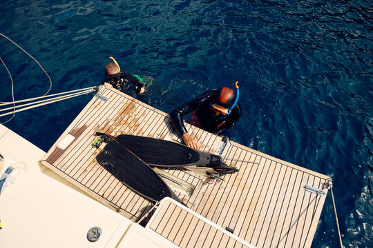 Scuba divers in the water